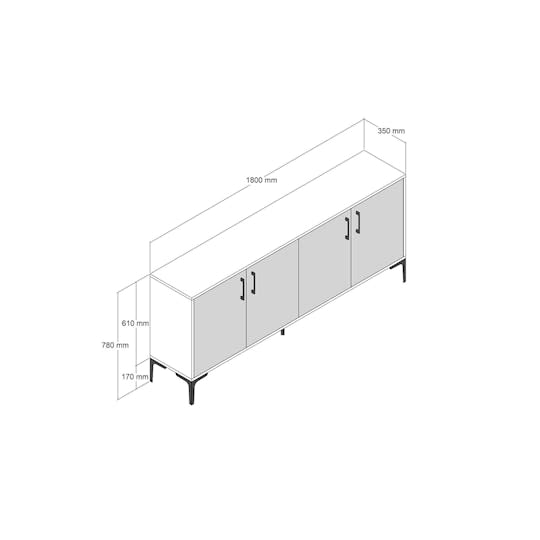 Nordic Home Blair Skjenk Hvit 180 cm