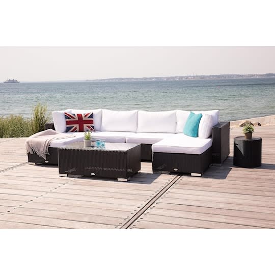 Nordic Outdoor Bora 6-seters lounge sofa inkl. divan/blokkbord Sort