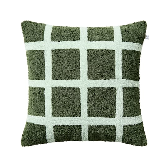 Chhatwal &amp; Jonsson Check Kuddfodral Boucle Cactus Green/Aqua 50x50