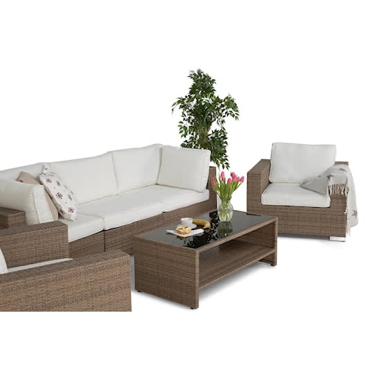 Nordic Outdoor Bora 5-seters Lounge gruppe inkl. Bord med Hylle Sand