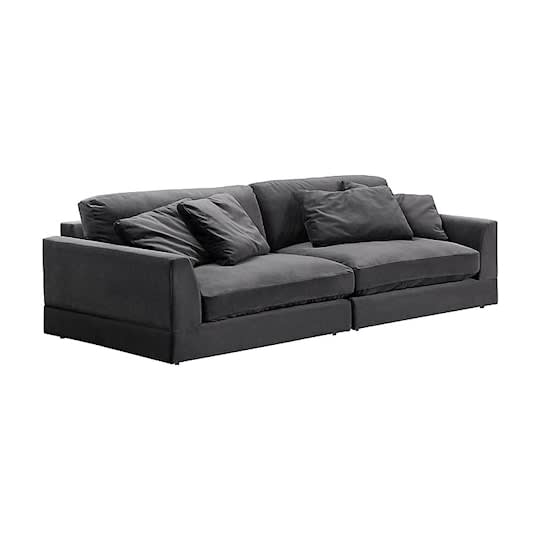 Nordic Home Leah 3-sits Soffa Sammet Grå 284cm