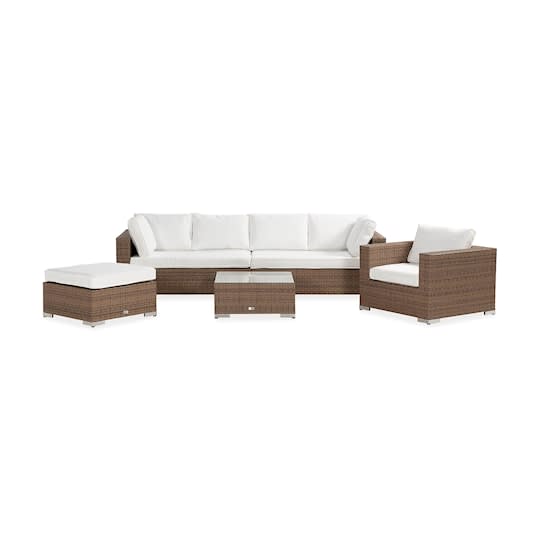 Nordic Outdoor Bora 7-seters loungegruppe inkl. sofa/blokkbord Sand