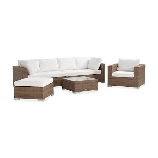 Nordic Outdoor Bora 7-seters loungegruppe inkl. sofa/blokkbord Sand