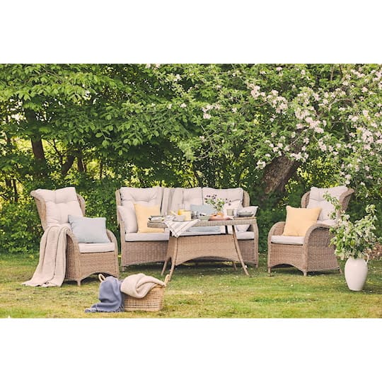 Nordic Outdoor Lillian 3-seters sofagruppe inkl. lenestoler Natur