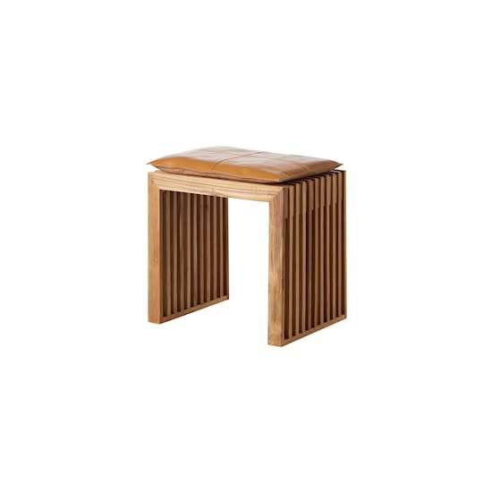 Cinas Rib Schemel Teak/Braun 45cm