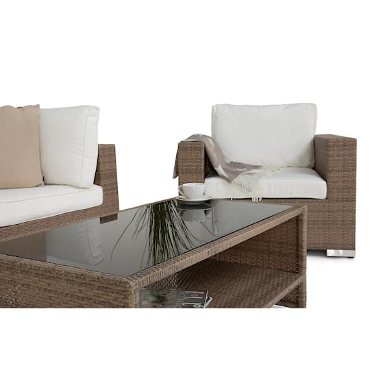 Nordic Outdoor Bora 4-seter Loungegruppe inkl. Bord med Hylle Sand