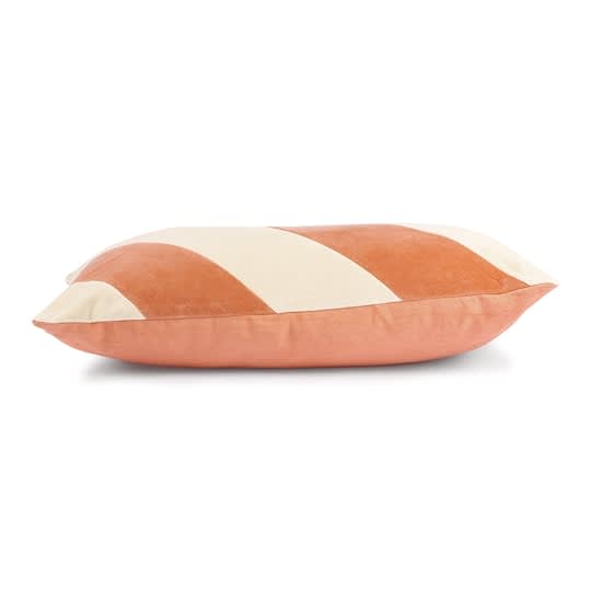 HKliving Striped Koristetyyny Sametti Peach/Cream 40x60