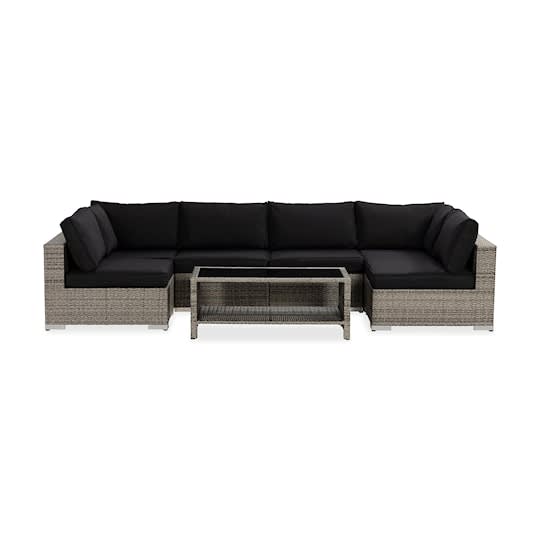 Nordic Outdoor Bora 6-seters lounge sofa inkl. bord med hylle Grå