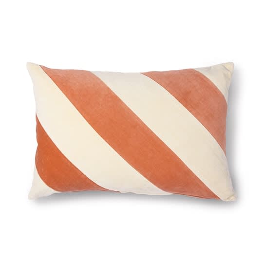 HKliving Striped Zierkissen Samt Peach/Cream 40x60