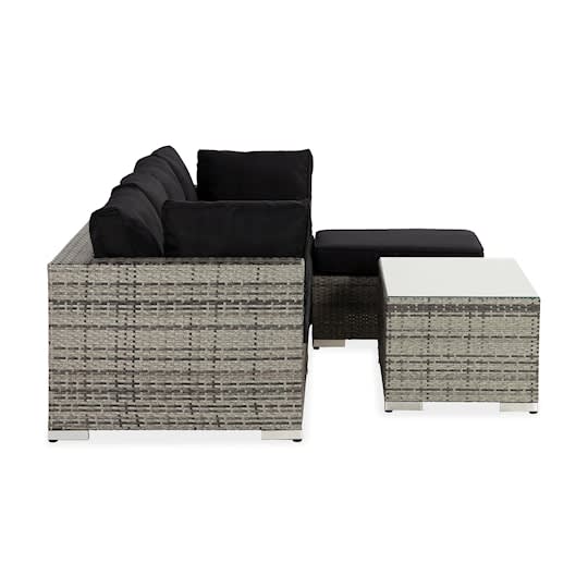 Nordic Outdoor Bora 6-seters lounge sofa inkl. Divan/Blokk bord Grå