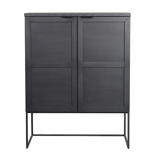 Rowico Home Everett Schrank mit Holztüren, Schwarz, 125 cm