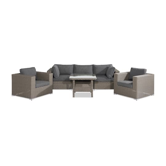 Nordic Outdoor Lillian 5-seters loungegruppe inkl. 2 lenestoler Sand/Mørkegrå