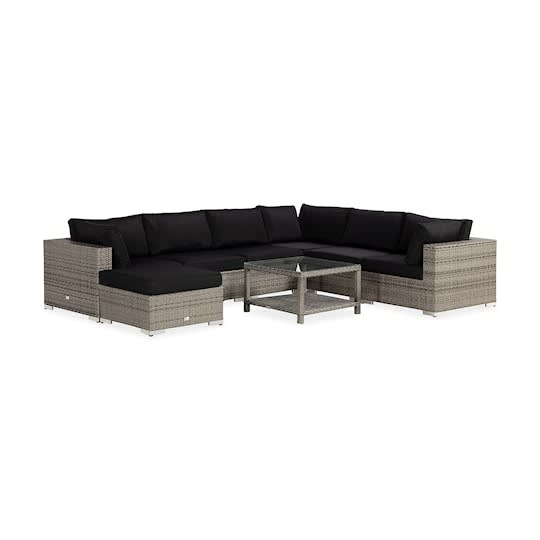 Nordic Outdoor Bora 7-seters lounge sofa inkl. bord med hylle Grå 75x75cm