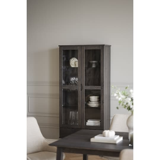 Rowico Home Filippa Vitrine Schrank Dunkelbraun 185cm