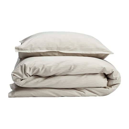 Gripsholm Bamboo Stripe 3-del Påslakanset Linen Beige