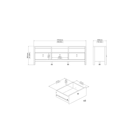 Nordic Home Dorian Tv-bänk Vit/Natur 151cm