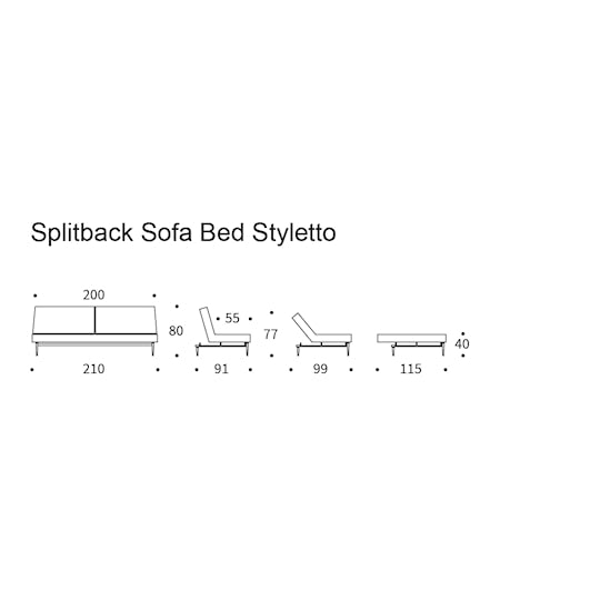 Innovation Living Splitback Bäddsoffa Styletto Mörka Ben Grå (521)