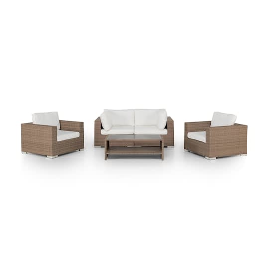 Nordic Outdoor Bora 4-seter Loungegruppe inkl. Bord med Hylle Sand