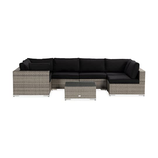 Nordic Outdoor Bora 7-seters lounge sofa inkl. blokkbord Grå