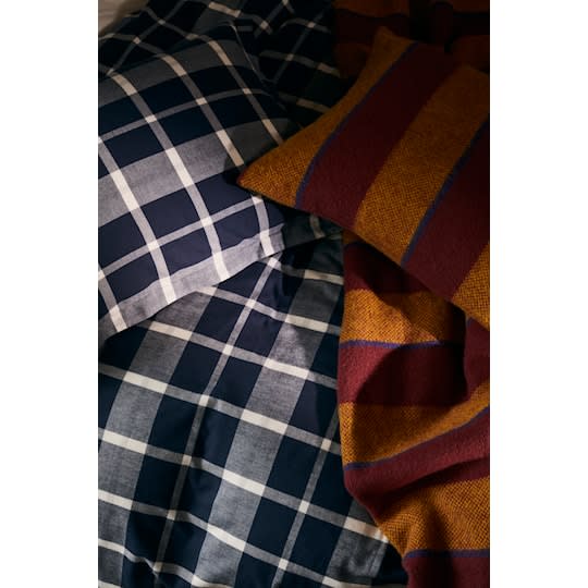 GANT Home Flannel Check Påslakan Marine Enkel