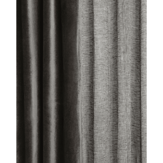 Linum Intermezzo Gardinlängd Linne Dark Charcoal Grey 290cm 2-pack