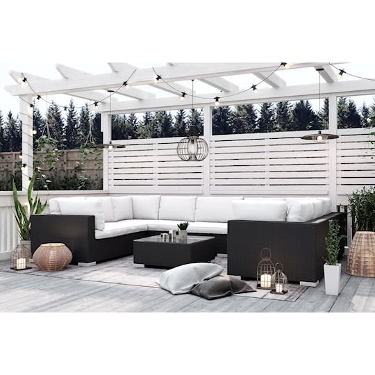 Nordic Outdoor Bora 10-seter Loungesofa inkl. Divan/Bord Svart