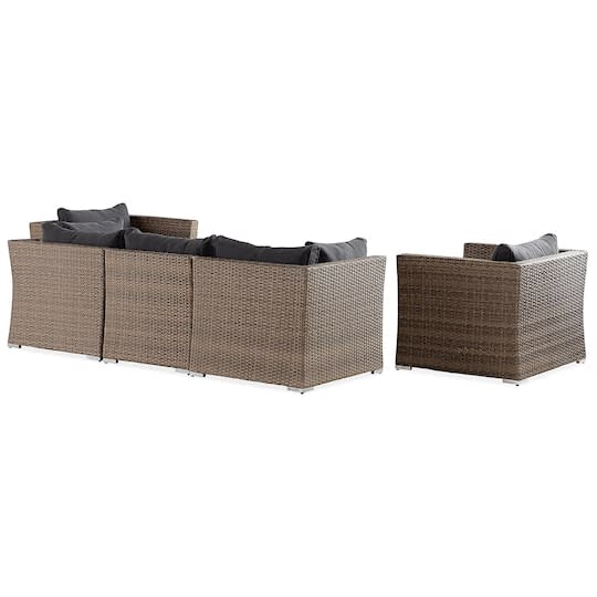 Nordic Outdoor Flynn 5-sits Loungegrupp inkl Bord m Hylla Sand/Mörkgrå