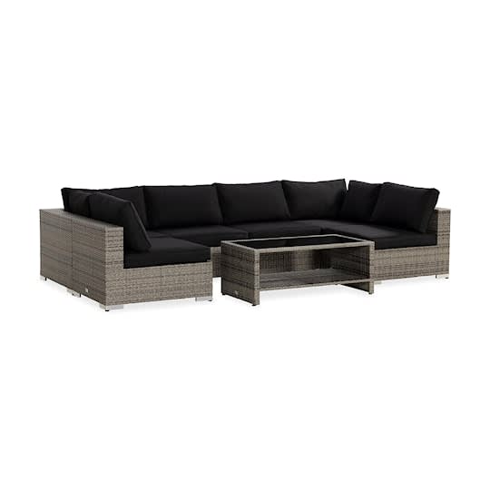 Nordic Outdoor Bora 6-seters lounge sofa inkl. bord med hylle Grå