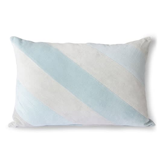 HKliving Striped Prydnadskudde Sammet Ice Blue 40x60