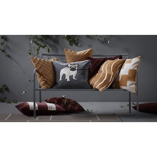 Chhatwal &amp; Jonsson Embroidered French Bulldog Kuddfodral Sammet Grey 50x50