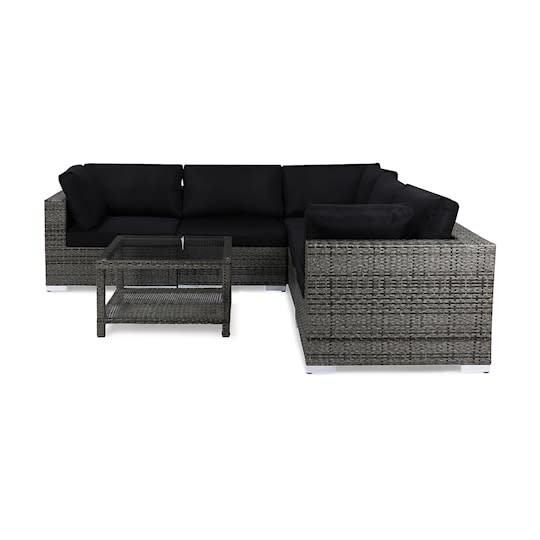 Nordic Outdoor Bora 5-seters lounge sofa inkl. bord med hylle Grå 75x75cm