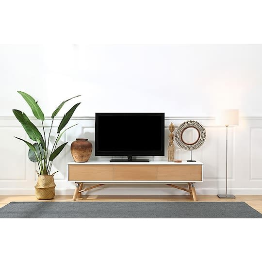 Nordic Home Mia Tv-bänk Vit/Natur 180cm