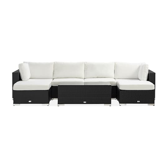 Nordic Outdoor Bora 6-seters lounge sofa inkl. divan/blokkbord Sort