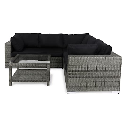 Nordic Outdoor Bora 5-seters lounge sofa inkl. bord med oppbevaring Grå 75x75cm