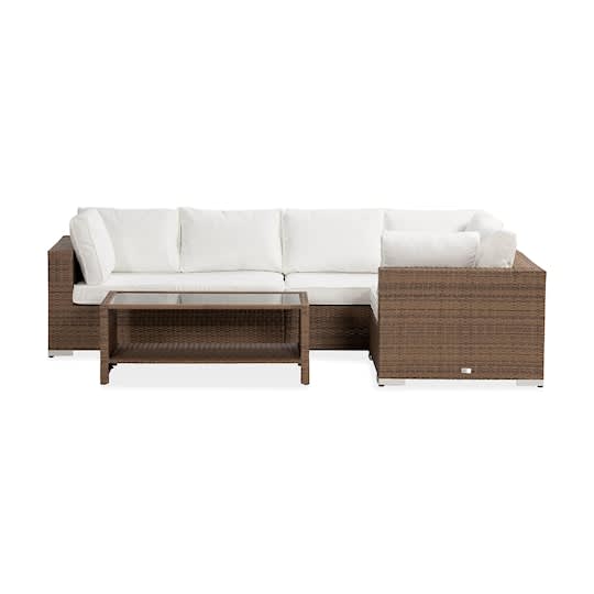 Nordic Outdoor Bora 5-seters lounge sofa inkl. bord med hylle Sand