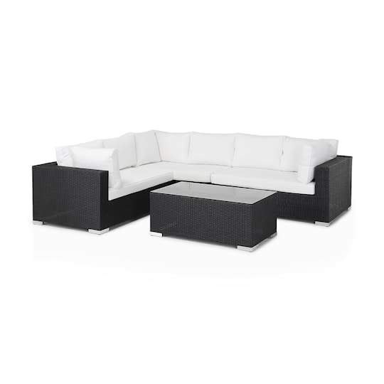 Nordic Outdoor Bora 6-seter Loungesofa inkl. Bord Venstre Svart