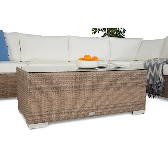 Nordic Outdoor Bora 6-seters L-formet lounge sofa inkl. Blokkbord Sand