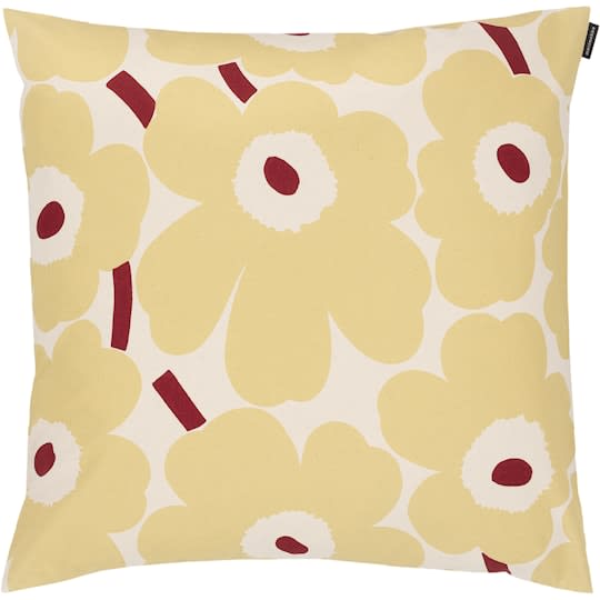 Marimekko Pieni Unikko Kuddfodral Cotton/Butter Yellow/Red 50x50