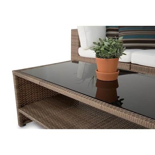 Nordic Outdoor Bora 5-seters lounge sofa inkl. bord med oppbevaring Sand