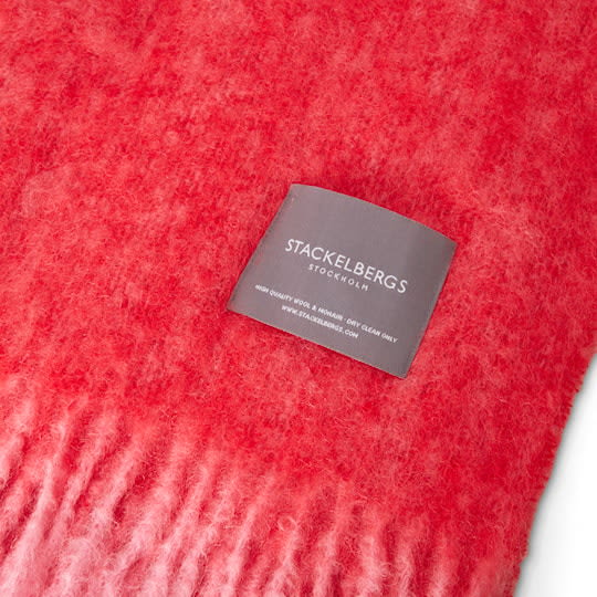 Stackelbergs Mohair Pläd Pealgon &amp; Red Melange