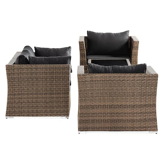 Nordic Outdoor Flynn 4-sits Loungegrupp inkl Bord m Hylla Sand/Mörkgrå