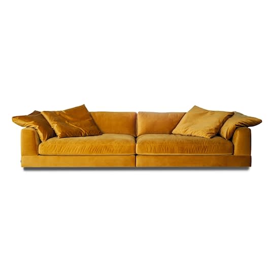 Sleepo Cooper 4-Seters Sofa Fløyel Gul 324cm