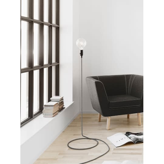 Design House Stockholm Cord Golvlampa Black/White