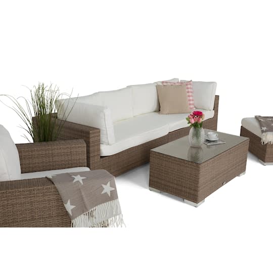 Nordic Outdoor Bora 6-seters loungegruppe inkl. sofa/blokkbord Sand