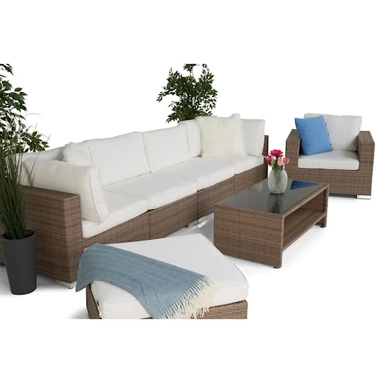 Nordic Outdoor Bora 6-seters Loungegruppe inkl. Bord med Oppbevaring Sand