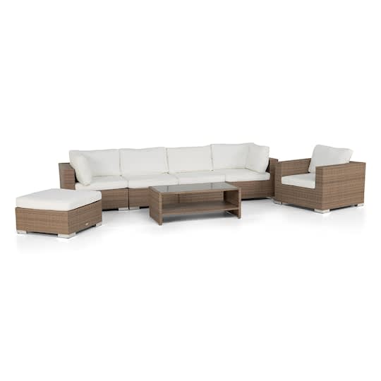 Nordic Outdoor Bora 6-seters Loungegruppe inkl. Bord med Oppbevaring Sand