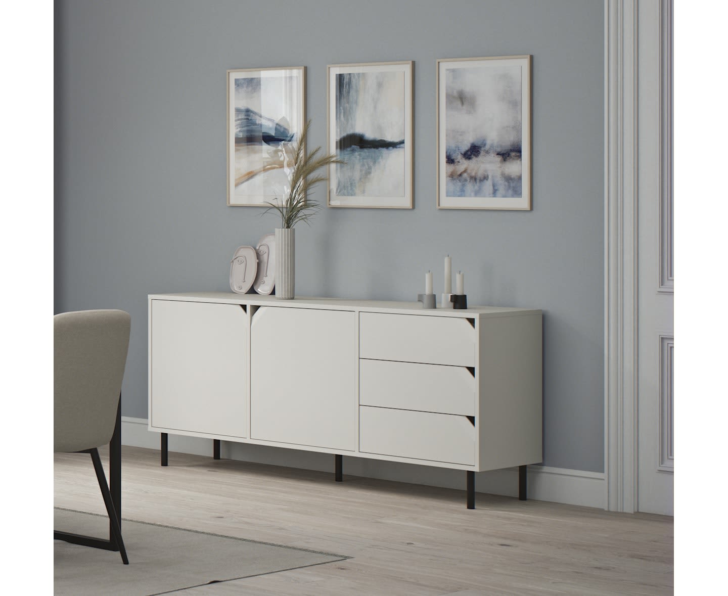 Tenzo Corner Sideboard Cotton White Matte 176.5cm