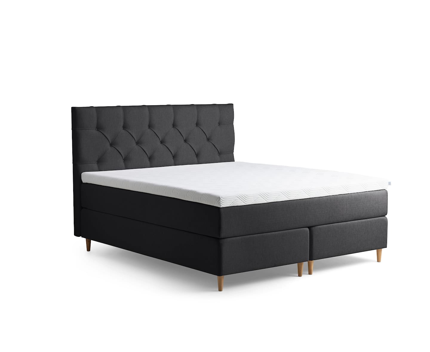 Tempur Promise Kontinentalsäng Dark Grey 180x200 Pro Plus SmartCool 8cm Mjuk Metallben Krom 12cm