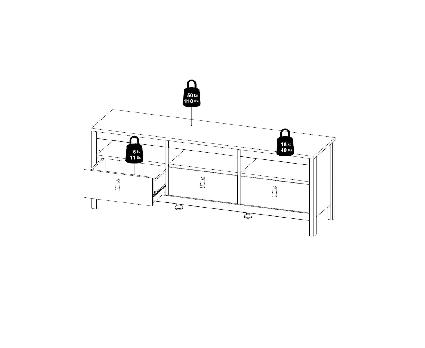 Nordic Home Dorian Tv-bänk Vit/Natur 151cm