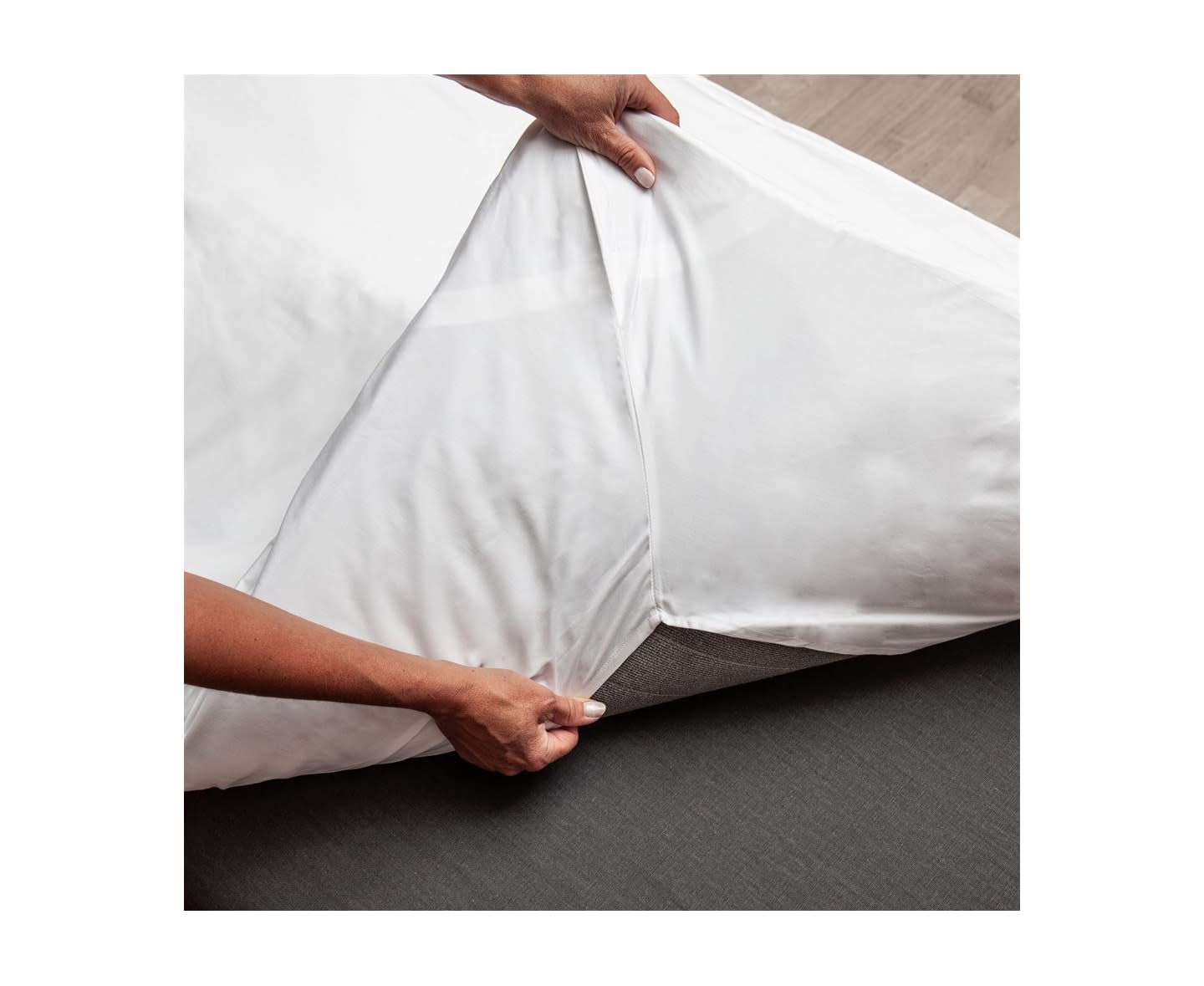 Mogihome Rosanna Maßgeschneidertes Bettlaken aus Satin, weiß, 90x200 cm